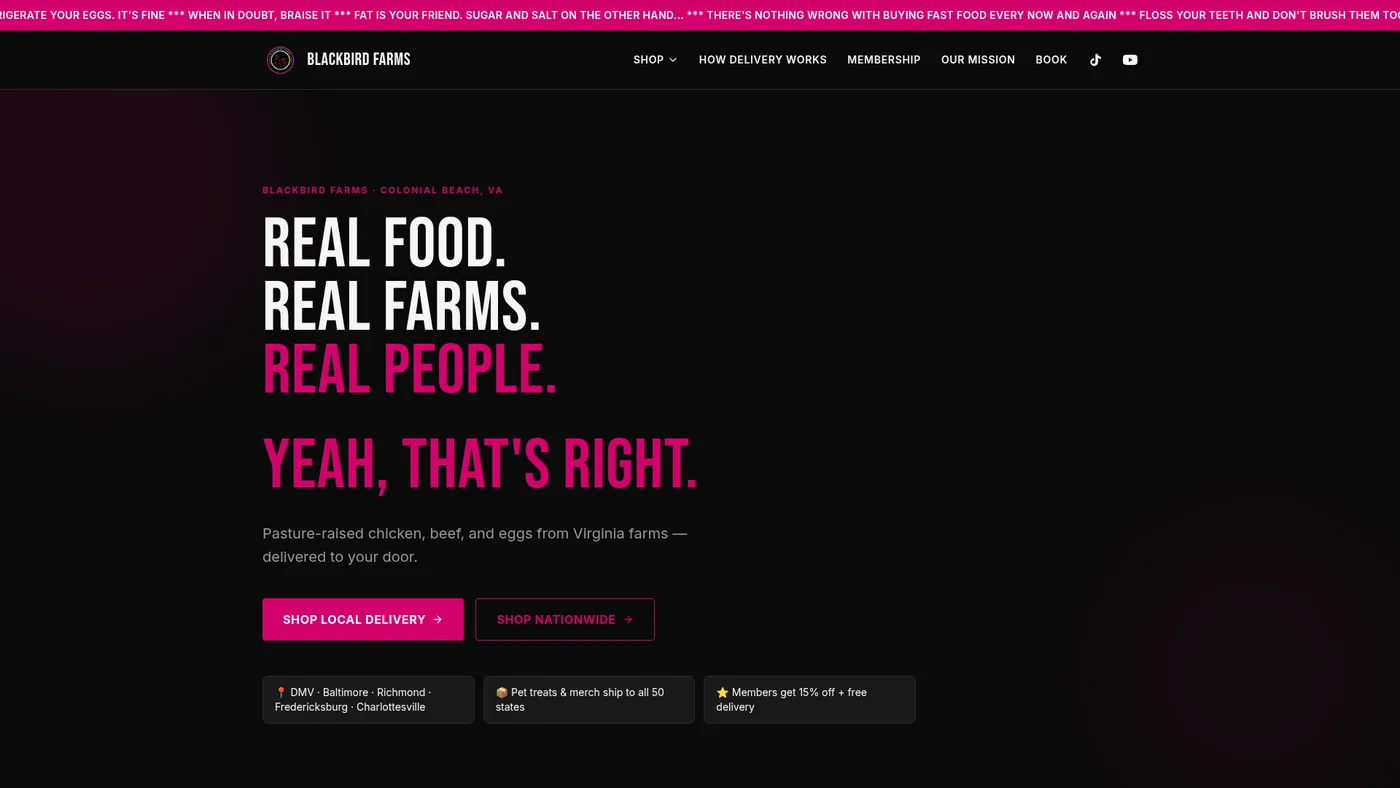Blackbird Farms website preview