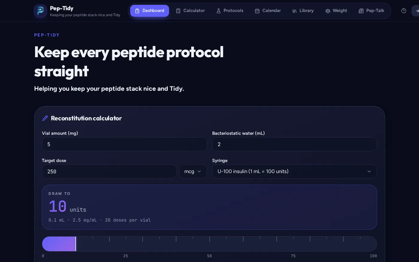 Pep-Tidy website preview