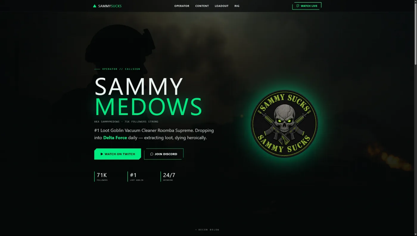 Sammy Medows website preview